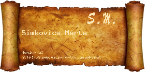 Simkovics Márta névjegykártya