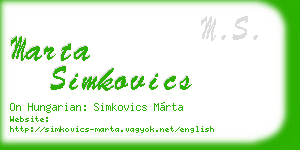 marta simkovics business card