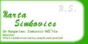 marta simkovics business card